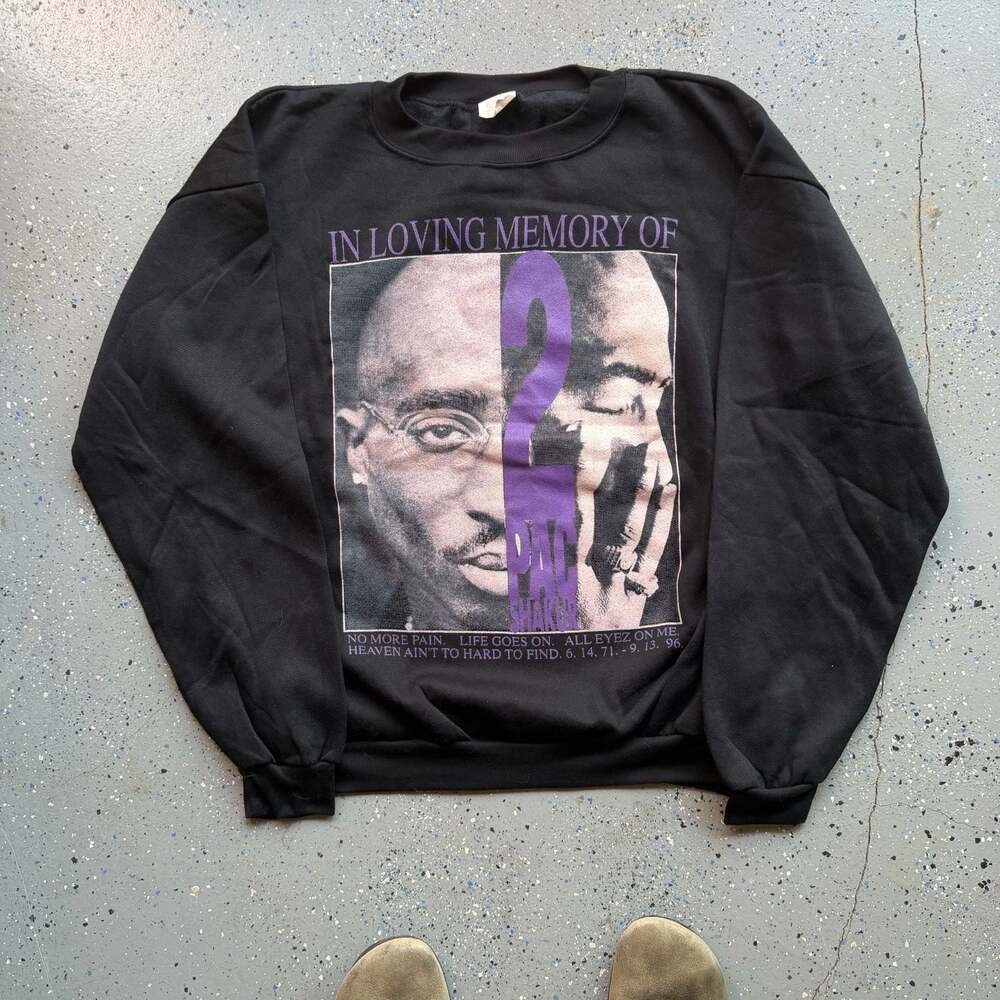 Vintage 90s Tupac Shakur In Loving Memory Memorial Rap Crewneck Sweatshirt XL - Picture 5 of 7